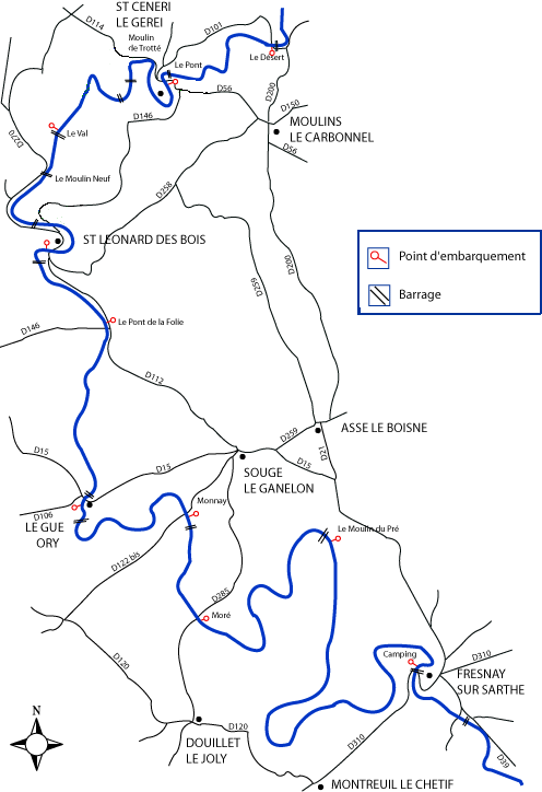 Canoeing Sarthe Map